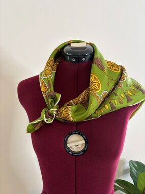 Green Patterned Silk Scarf - Women Accessories